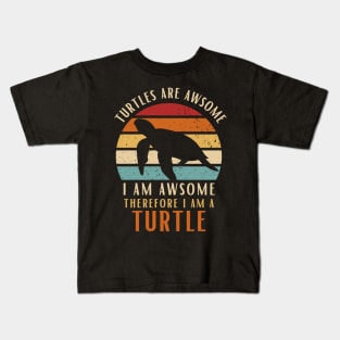 Turtles Are Awesome I am Awesome Therefore I Am Turtle Shirt Gift Kids T-Shirt